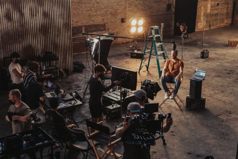 A busy film set