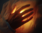 hand on glowing heart